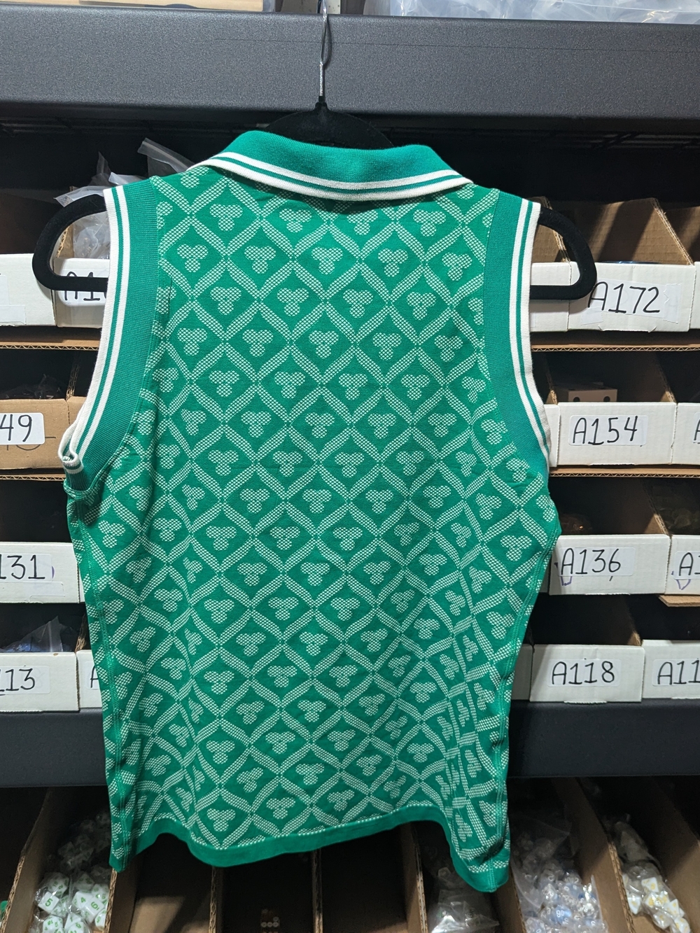 Fabletics Green Sleeveless Polo with Geometric Knit Women's M - Picture 4 of 5